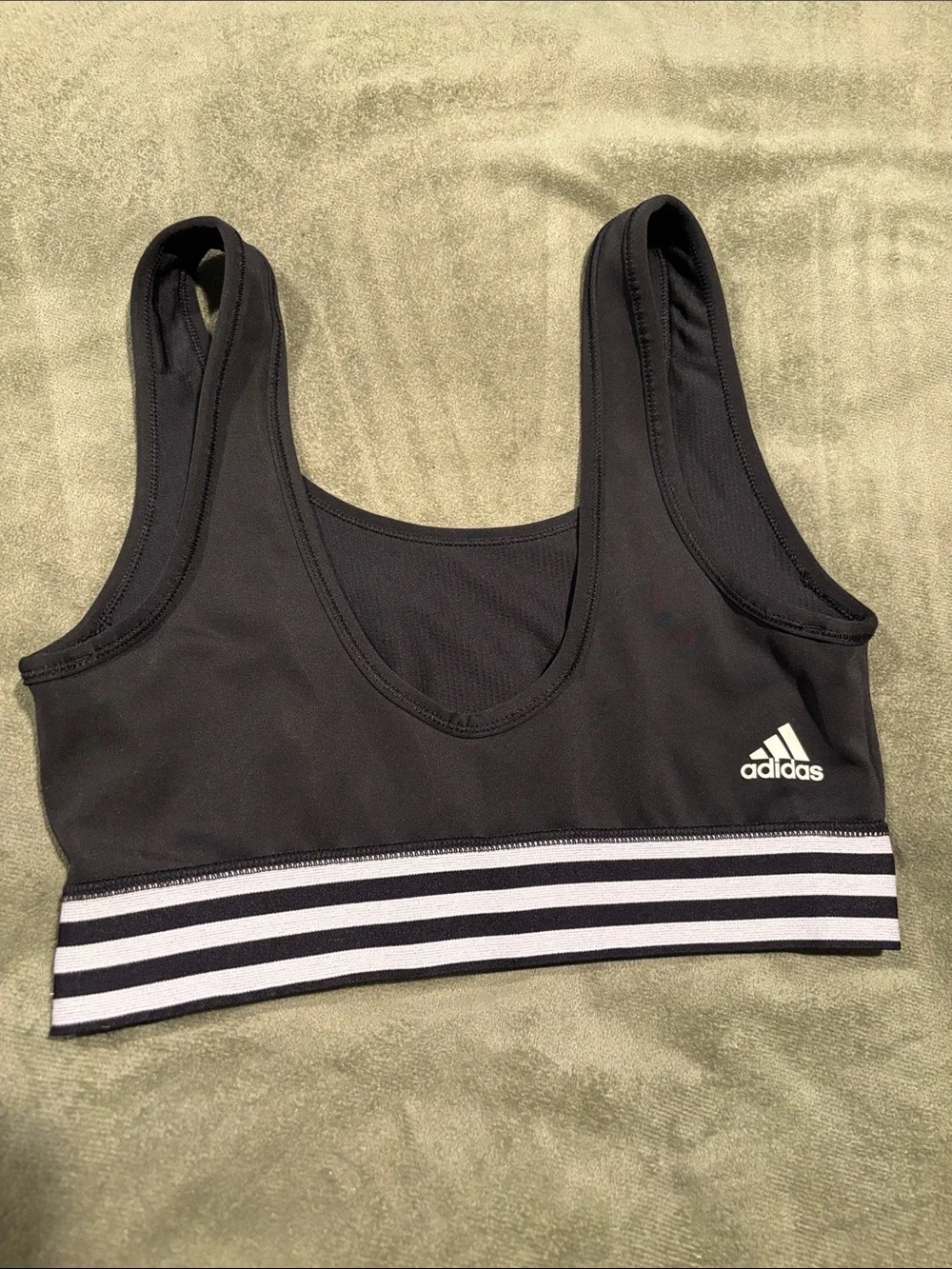 adidas Black Striped Band Sports Bra